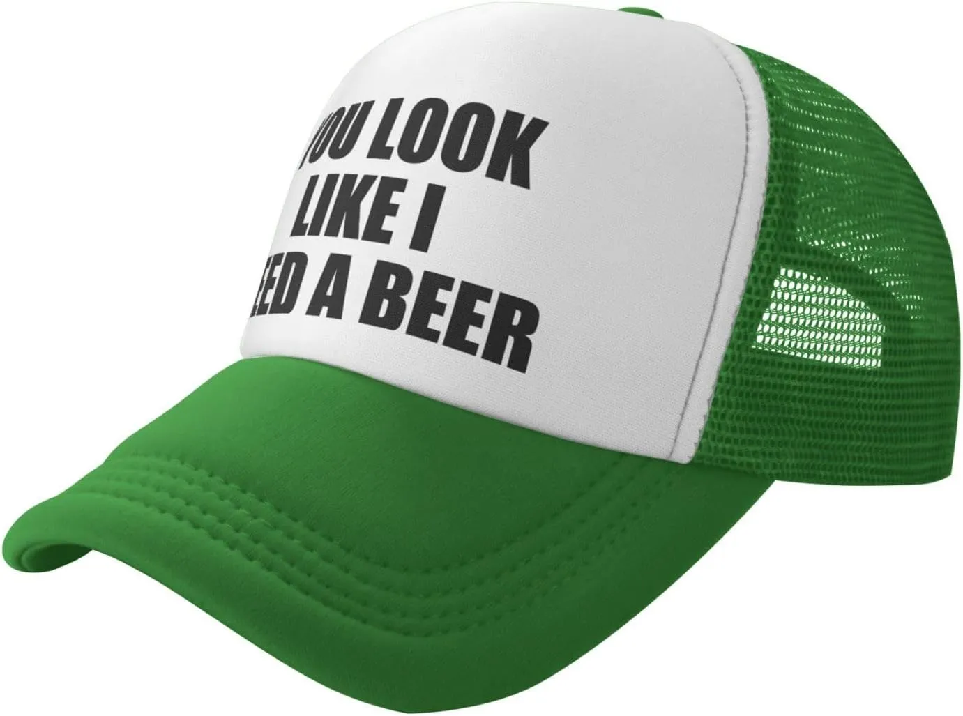 You Look Like I Need A Beer Funny Adjustable Mesh Trucker Hat for Adults Unisex Classic Hats Fishing Caps Black